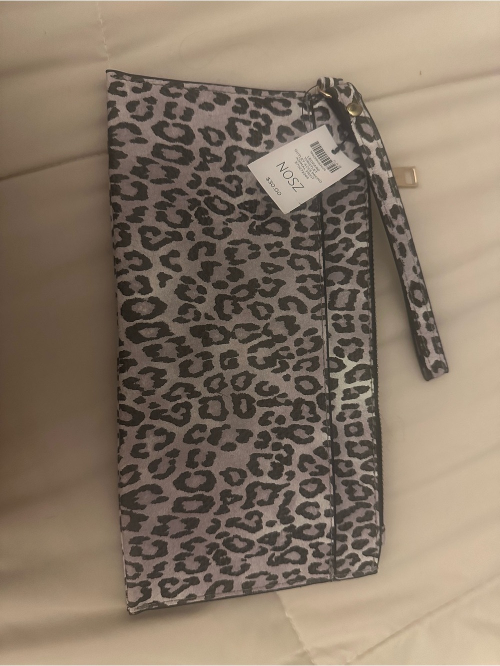Chico's Gray and Black Leopard Print Wristlet Clutch. RARE FIND